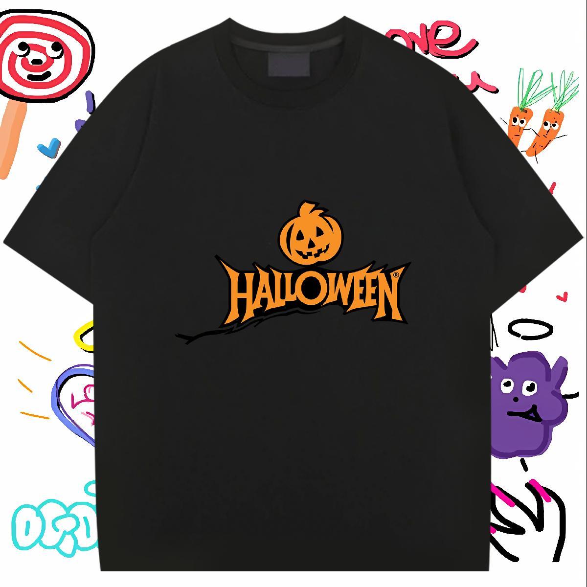 Stylist T Shirts Men 230g 100% Cotton pumpkin Daily Wear Tops Shirt Breathable Short Sleeve Cool Men Tshirts Cartoon Printing L-4XL