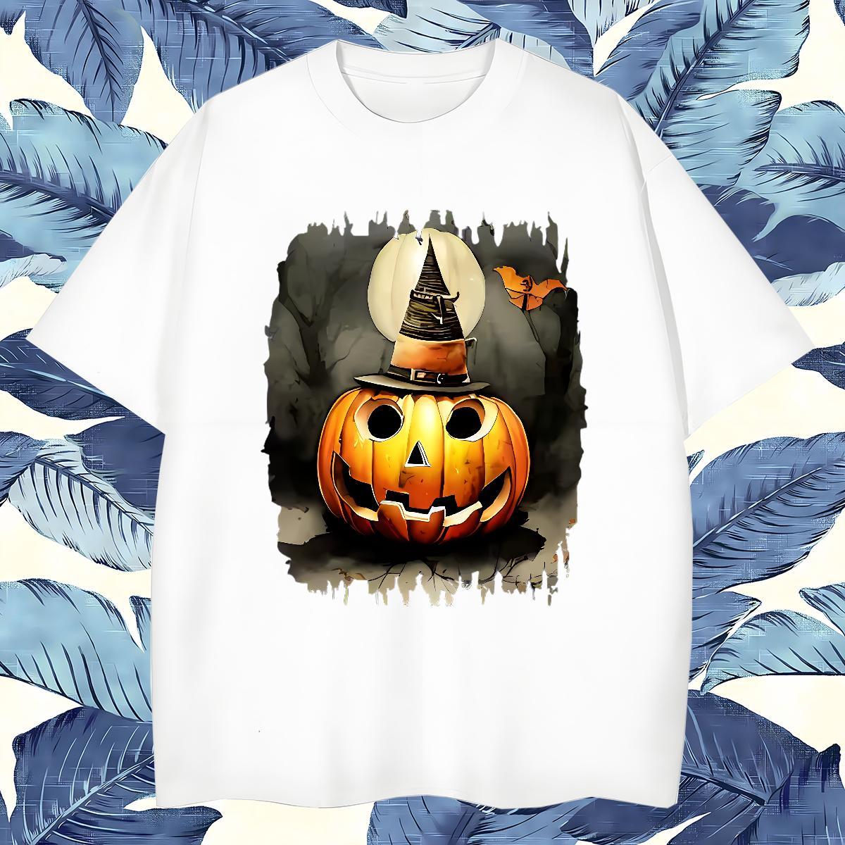 Loose Men Tops Tees 230g Pure Cotton pumpkin T Shirts Men Street O-Neck Short Sleeve Asian Size Fashion Designer Clothes