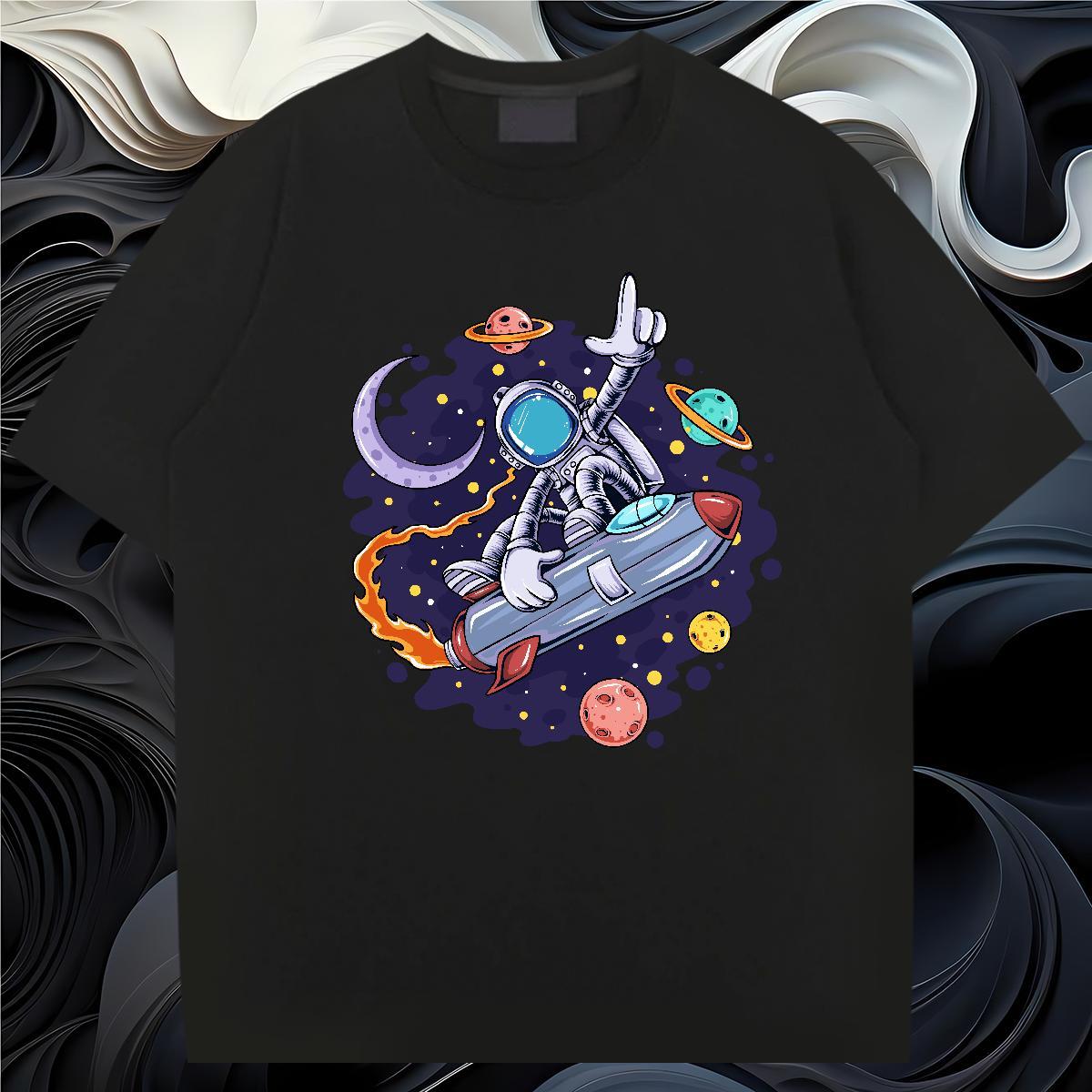 T-Shirts for Men 230g 100% Cotton universe Street Wear O Neck Short Sleeves Custom Big Size Couples T Shirts DIY Cool Tee Shirt