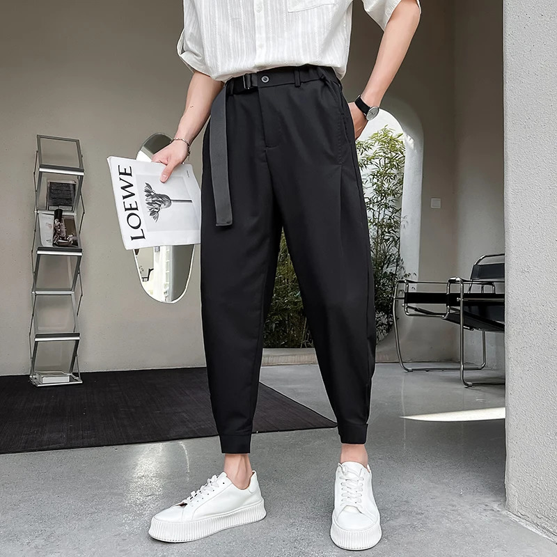 Streetwear Mens Suit Pants Casual Harajuku Wideleg Harem Male Fashion Loose Jogging Spring Autumn 240806