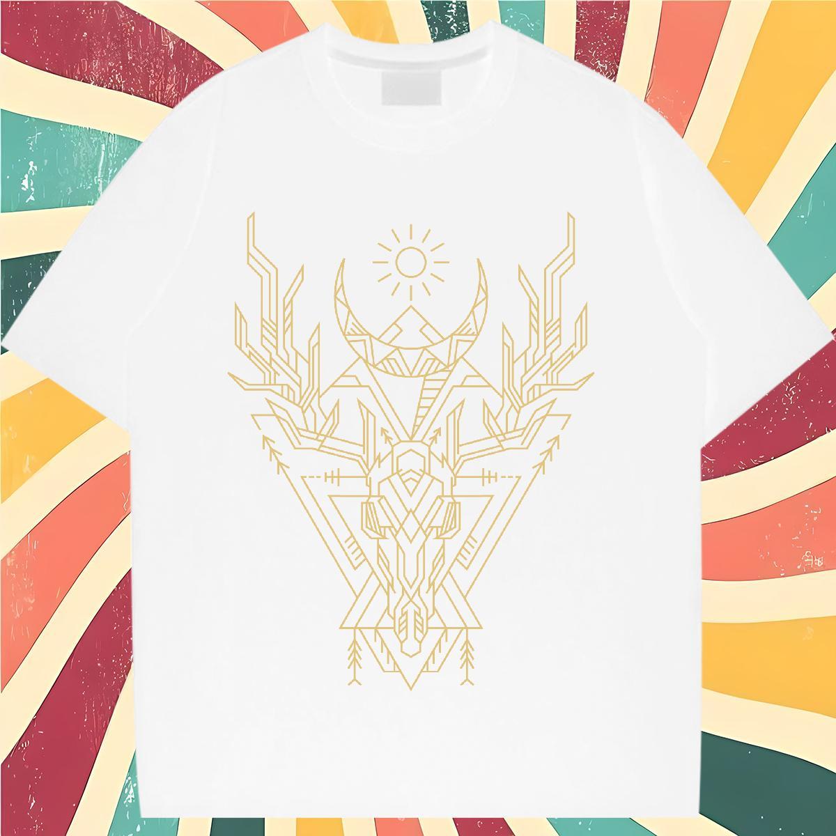 Loose Womens Tshirts 100% Cotton 230g Geometric line Casual Sport T Shirt For Woman Short Sleeve O-Neck Oversized L-4XL Tees Shirts