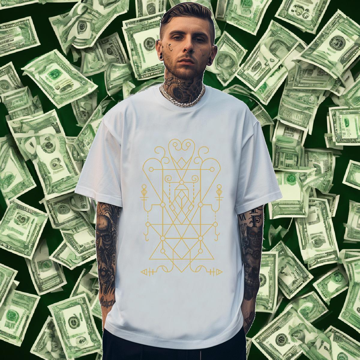 Mens T Shirts 230g 100% Cotton Geometric line Summer Casual Breathable Crew Neck Floral Print Tshirt for Man Woman Fashion Design Loose Tees Shirts