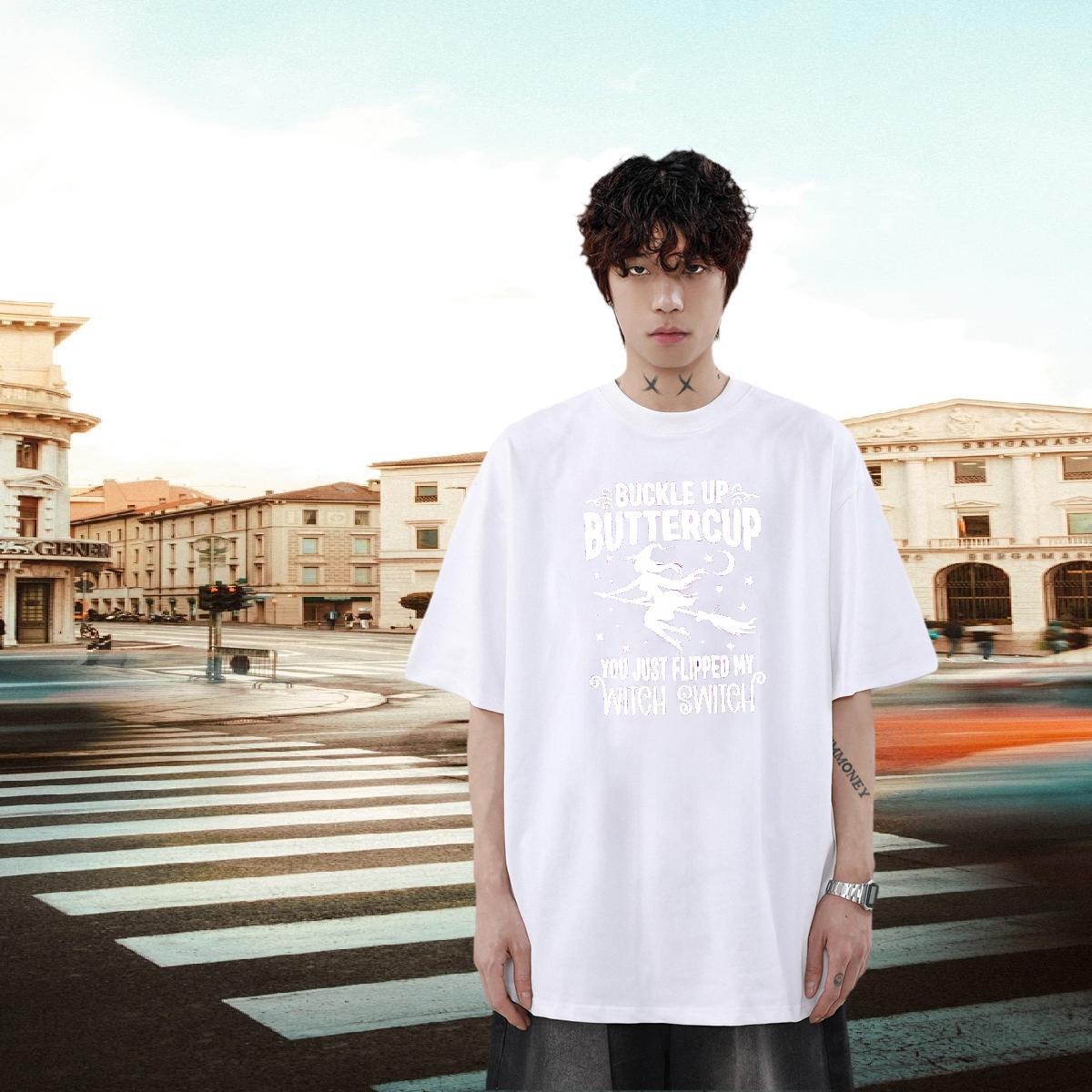 New Mens T Shirts 100% Cotton 230g halloween Sport Wear Short Sleeve Soft TOP Quality Couples T Shirts Custom Print Plus Size