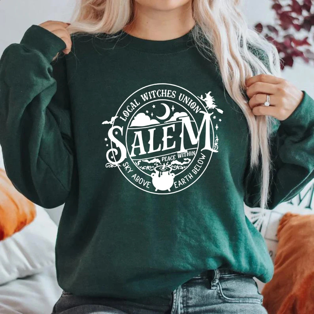 Local Witches Union Sweatshirt Halloween Sweatshirt Women Hoodies Witches Clothes Long Sleeve Pullovers Fall Tops Hoodie 240806