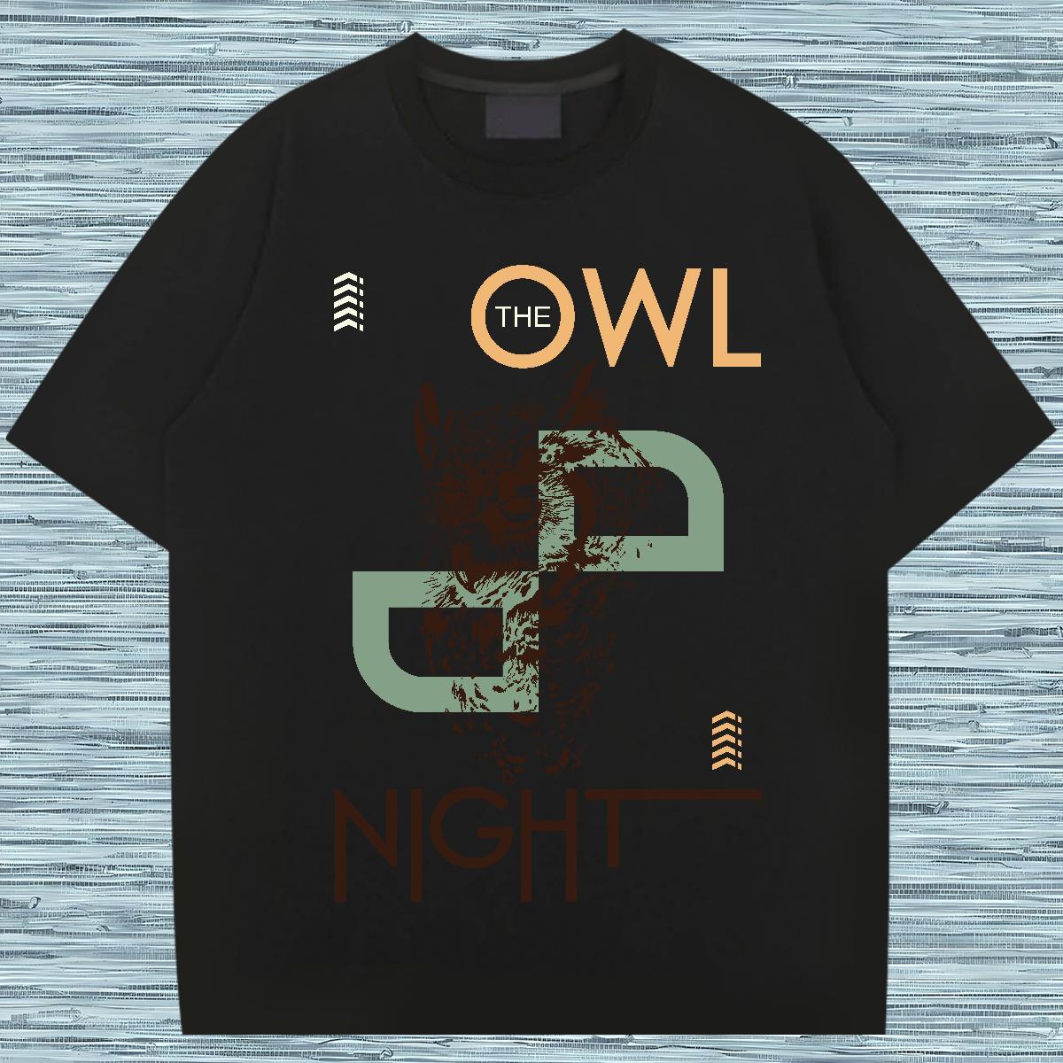 Men T Shirts 230g Pure Cotton Owl Hip Hop Street O-Neck Short Sleeve Customized Men Tshirts Fashion Design Loose Tops