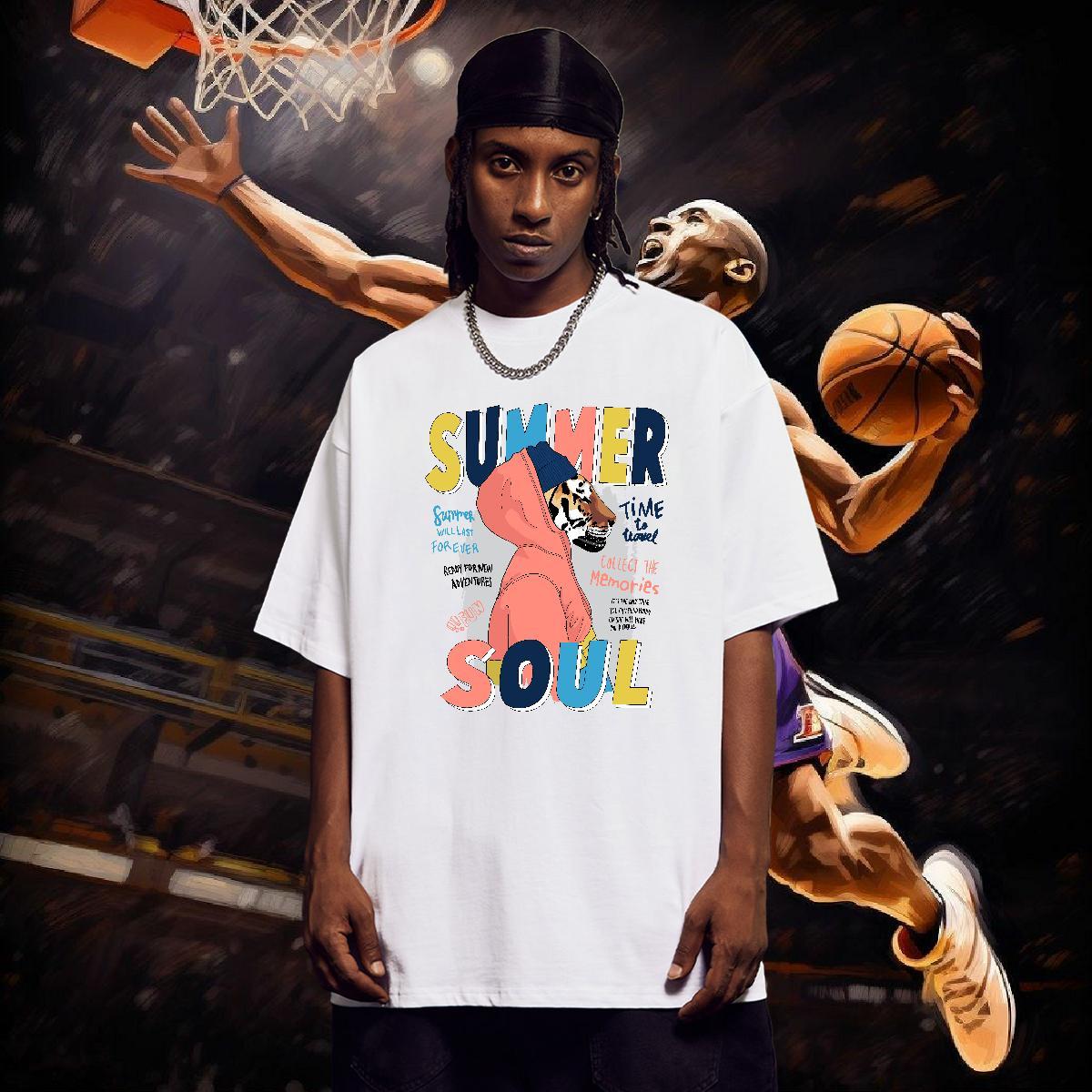 Fashion Designer T Shirts Men 230g Pure Cotton tiger High Street Hip Hop Tops Tees Breathable Crew Neck Brand Men Tops Tees Skull
