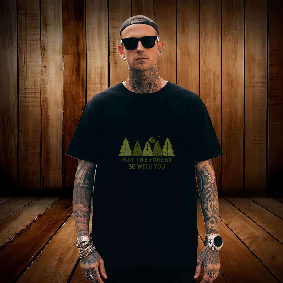 T-Shirts 230g Pure Cotton tree Sport Short Sleeve Soft Cartoon Print Men Tshirts Customized Brand Tops Shirt