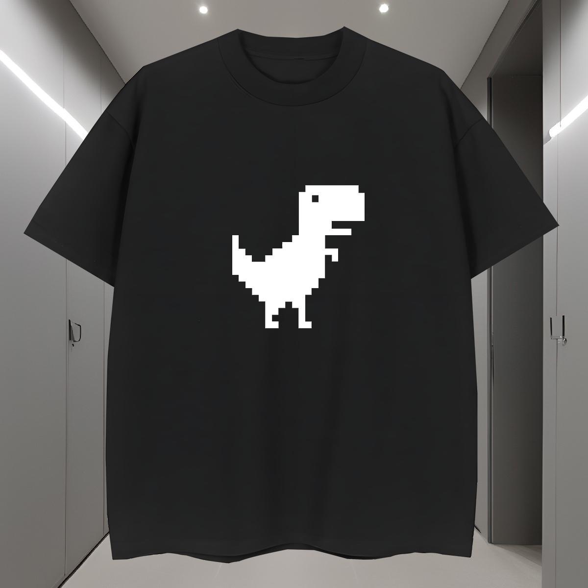 T-Shirts 230g Pure Cotton dinosaur Hip Hop Breathable Short Sleeve Asian Size Tshirt for Man Woman Fashion Unisex Clothings