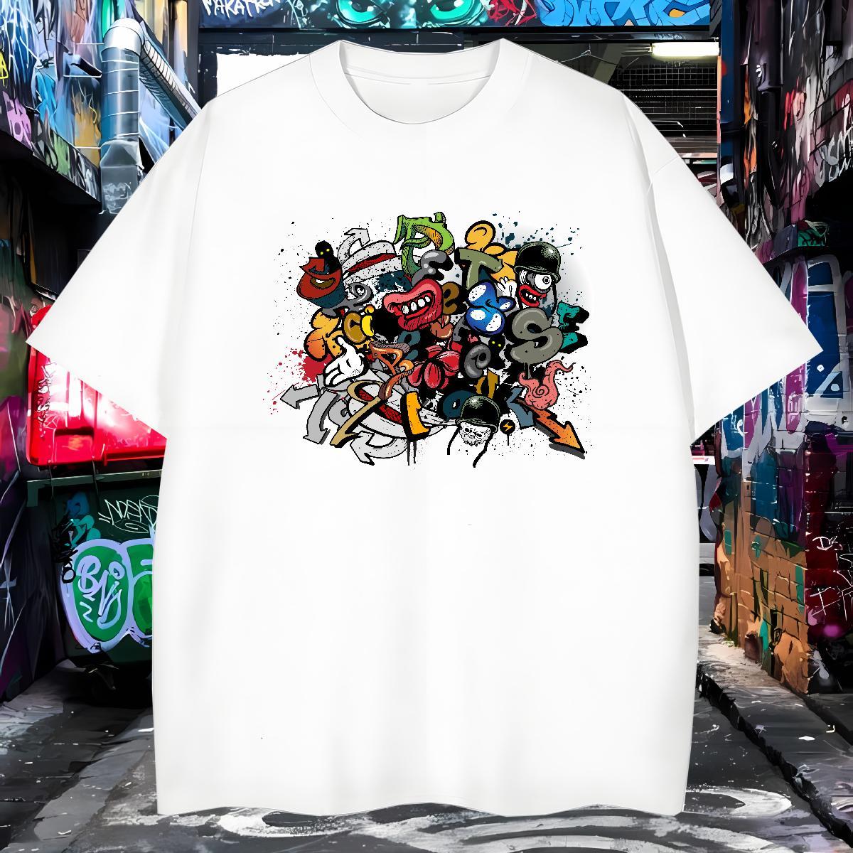 T shirt 230g Cotton icon Daily Outfit Crew Neck Cartoon Printing L-4XL Tshirt for Man Woman Fashion New Loose Tees Shirts