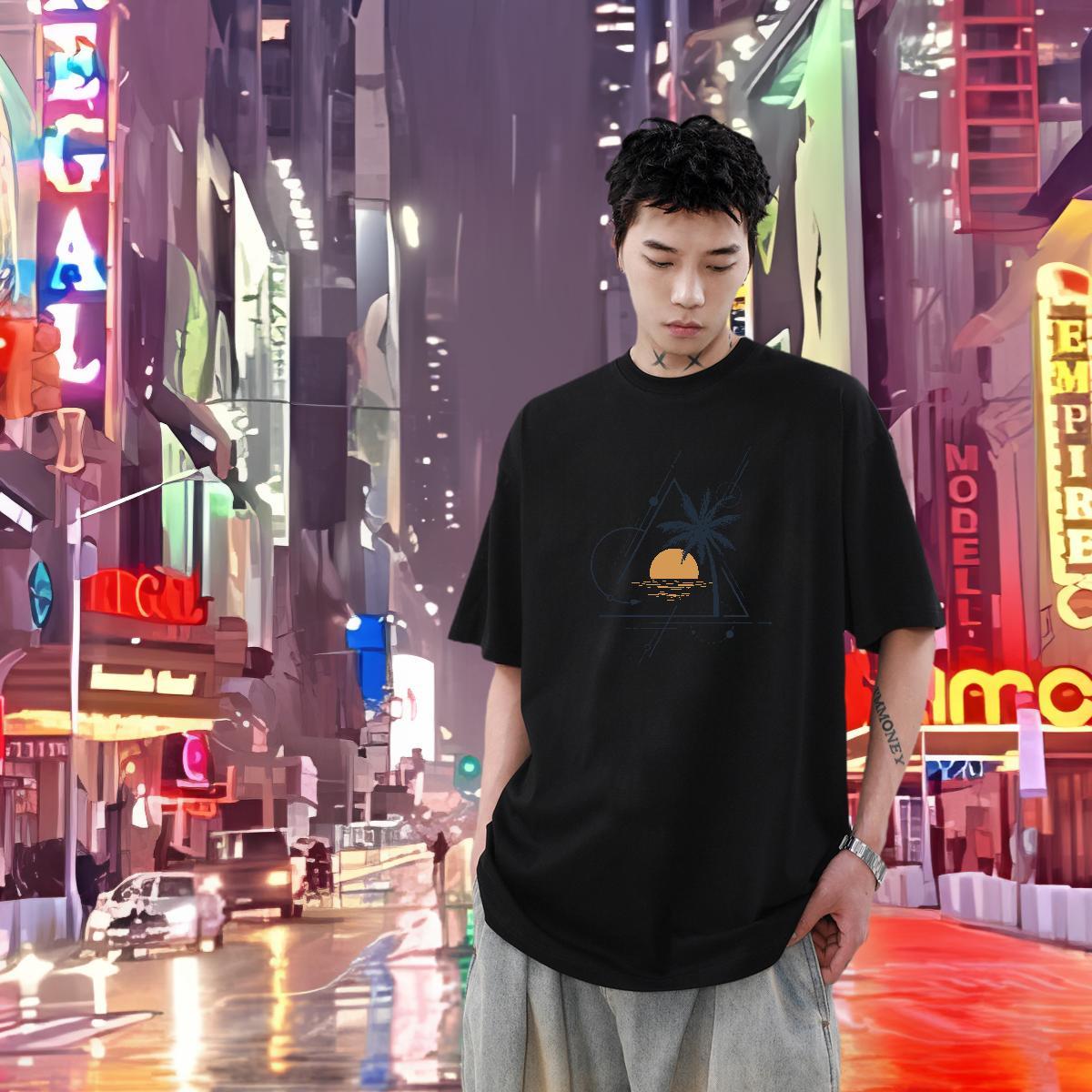2024 Man T Shirts 230g Cotton tree Casual Tees Shirts Round Neck Short Sleeve Unisex Couples T Shirts DIY Logo Oversized