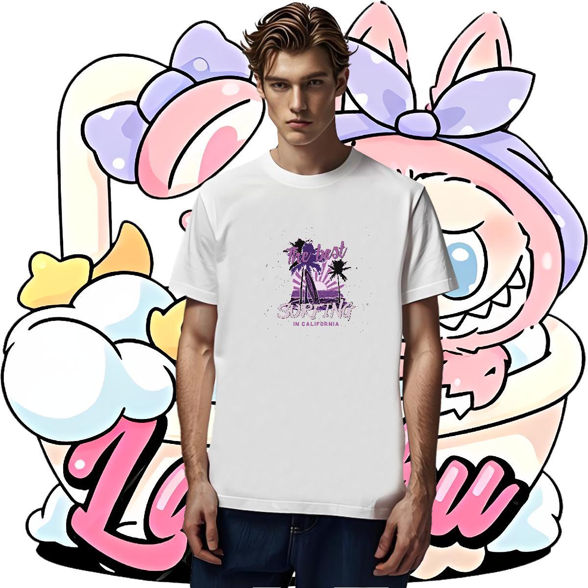 DIY Man T Shirts 230g Cotton tree Daily Wear Tops Tees Short Sleeve Soft Comfortable Men Clothes T-Shirt Anime