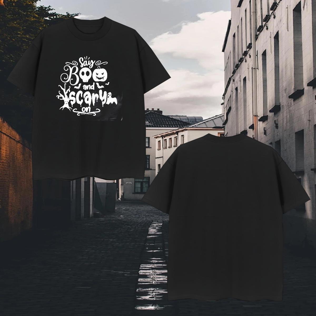 New T-Shirts for Men 230g Cotton halloween Hip Hop Polos Crew Neck Breathable Popular Men Tshirts Oversized 4XL