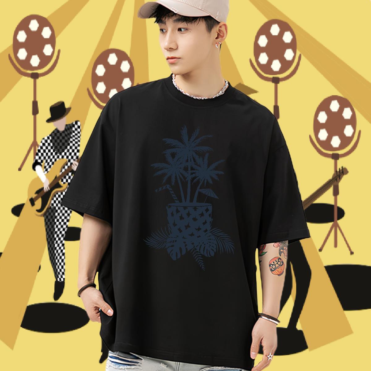 2024 DIY T Shirt For Man 100% Cotton 230g tree Outdoor Clothings O-Neck Short Sleeve Cool Men Tops Tees Cartoon Printing L-4XL