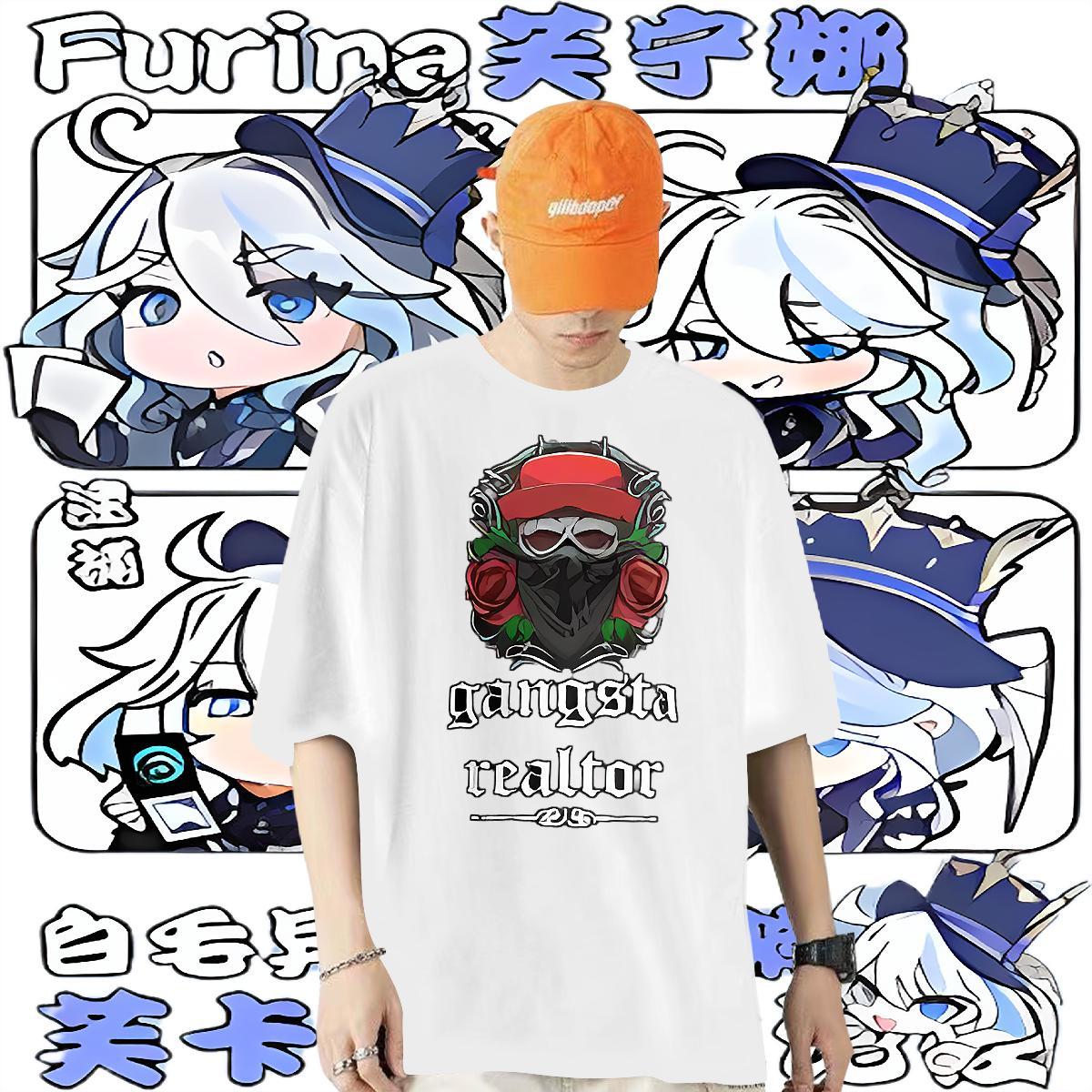 Brand Men T Shirts 230g Pure Cotton flower Street Tops Tees Crew Neck Loose Fit Mens Tshirts DIY