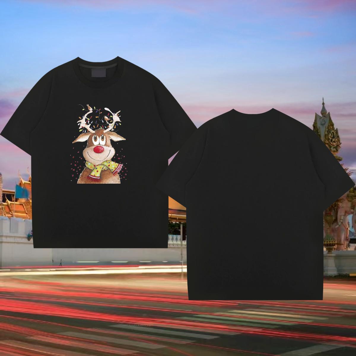 Free Shipping T-Shirts 230g Pure Cotton Christmas Daily Wear Tees Shirts Breathable Short Sleeve Wholesale Men Clothes T-Shirt Graphic