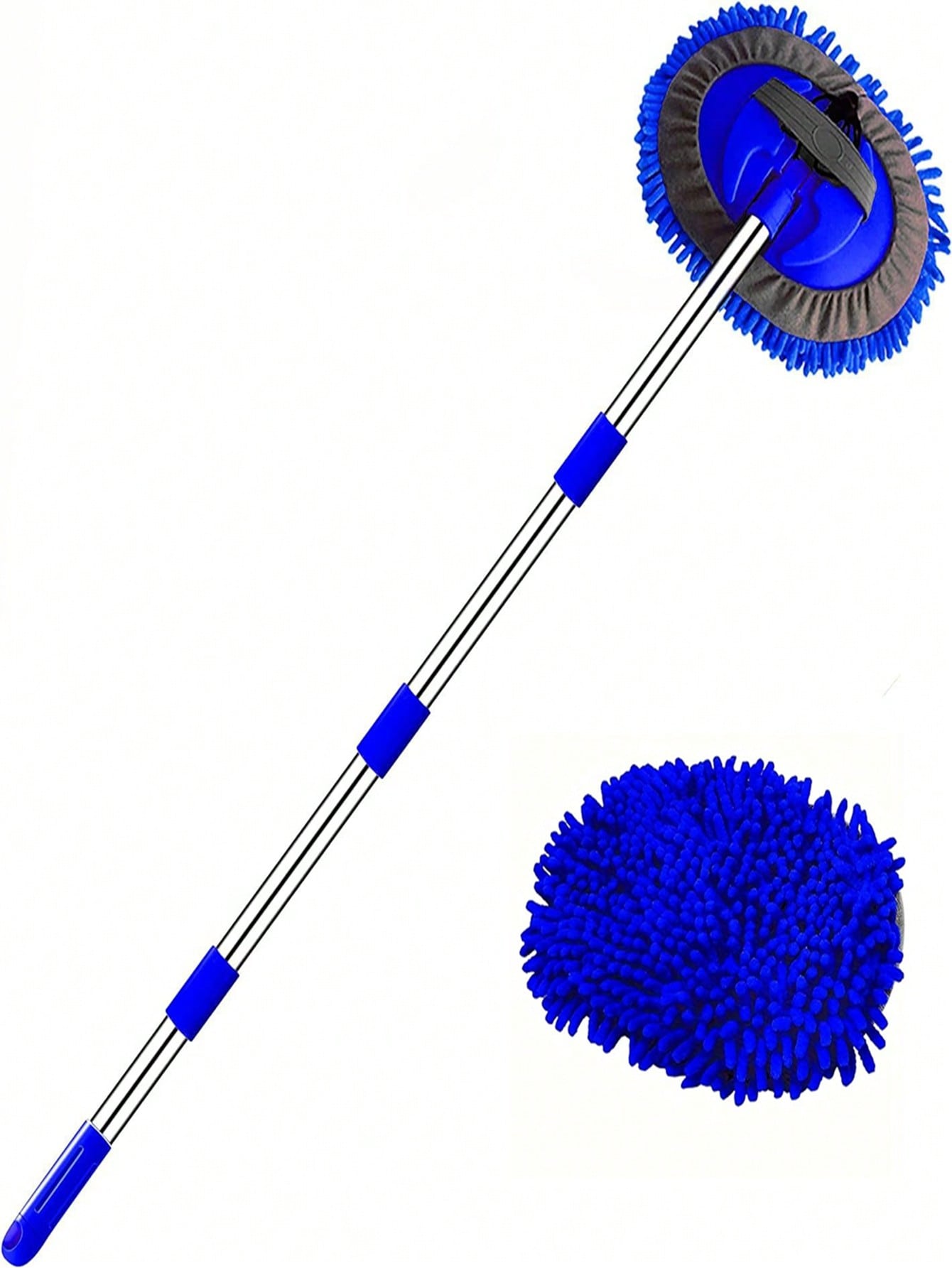 4-section detachable car wash mop with a chenille brush head. Retractable car cleaning mop