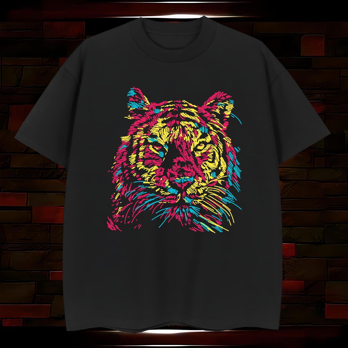 Designer Fashion 230g Pure Cotton T-Shirts for Men tiger Casual Men Tops Tees Polos Breathable Short Sleeve TOP Quality Oversized 4XL