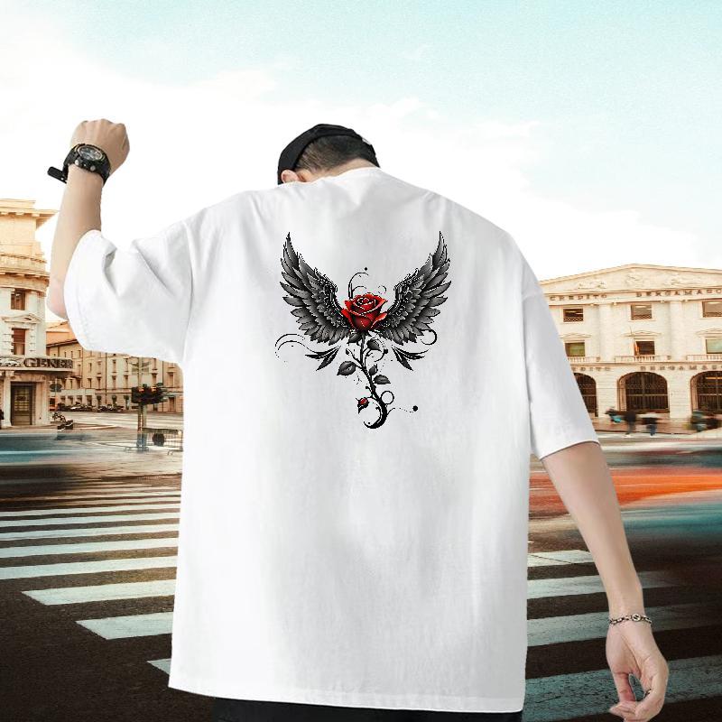 Fashion Men T Shirts 230g Cotton rose Street Wear Clothes Breathable Soft Loose Fit Men Clothes T-Shirt Custom Big Size