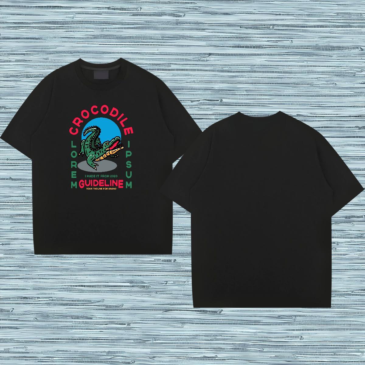Casual New T Shirt For Man 230g Pure Cotton crocodile Home Outdoor Clothings Short Sleeve O-Neck High Quality Men Tshirts Floral Print