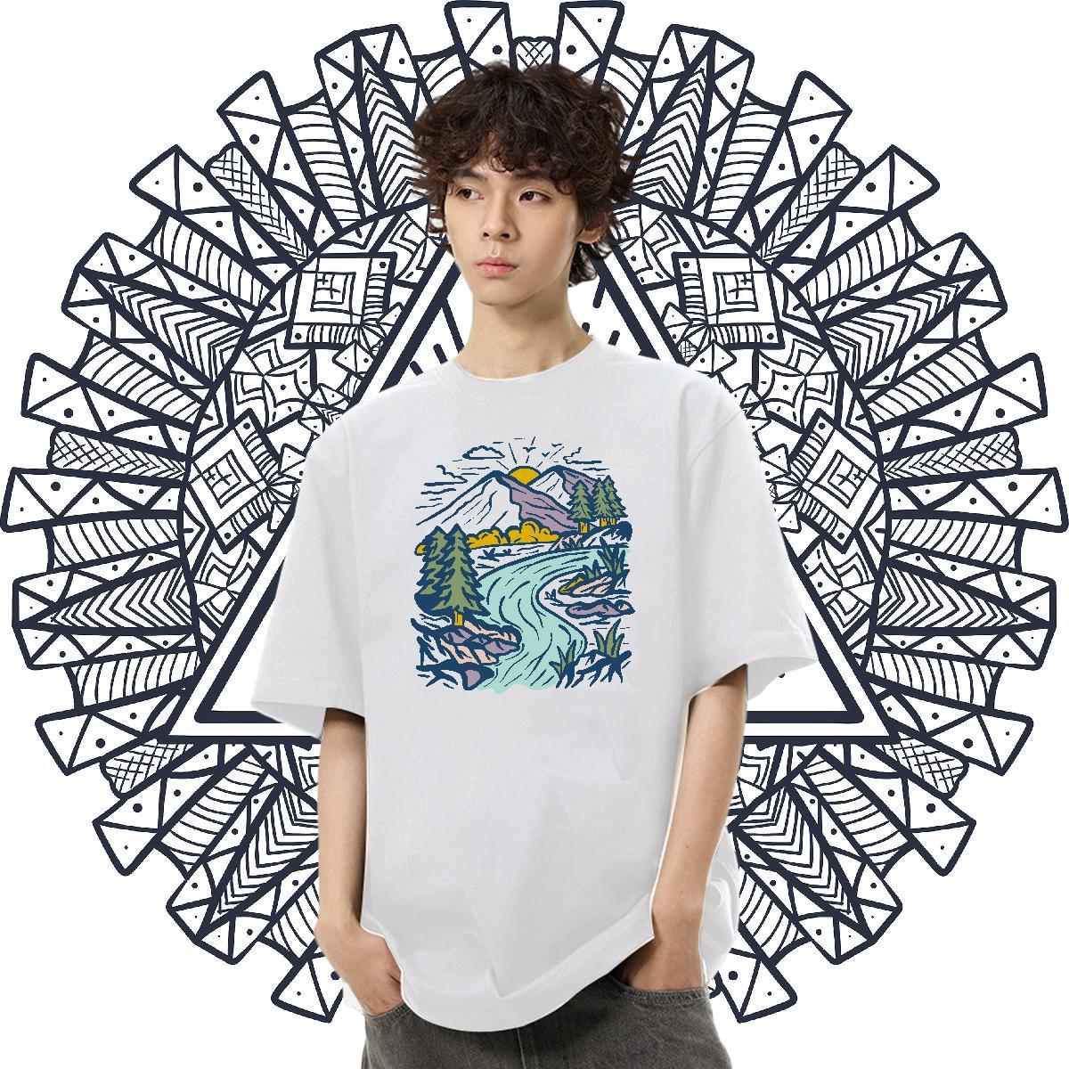 Cool Tshirt for Man Woman 230g Cotton Sport Mountain Oversized 3XL 4XL Short Sleeve O-Neck Classic T Shirt For Man Tops Tees