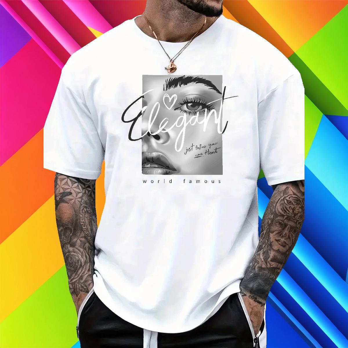 Men T Shirts 100% Cotton 230g eyes Daily Wear Breathable DIY Men Clothes T-Shirt Fashion Design TOP Quality Tee Shirt