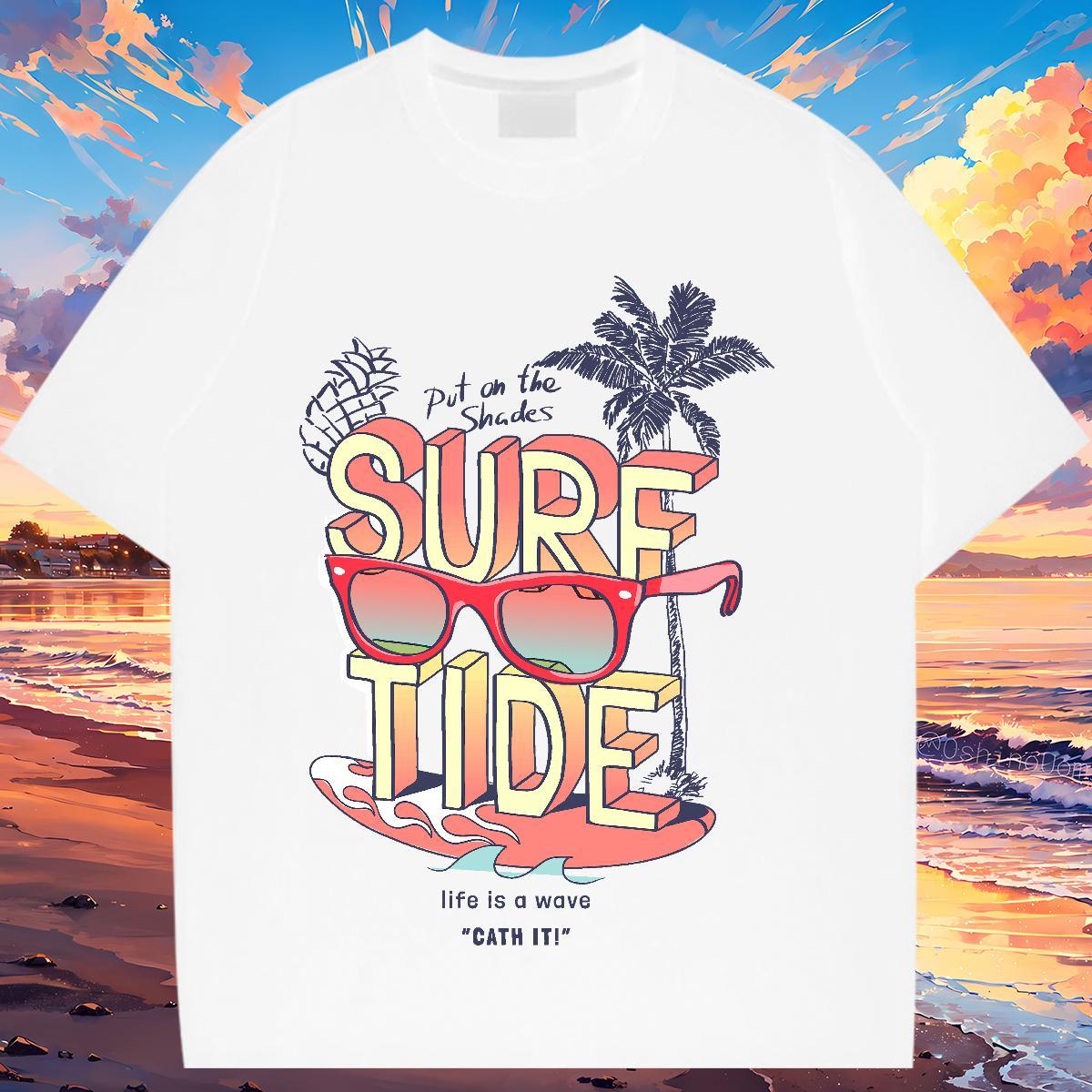 Wholesale T Shirts Women Breathable Crew Neck Couples T Shirts DIY Anime Printed tree Street Wear 230g Pure Cotton Classic Polos