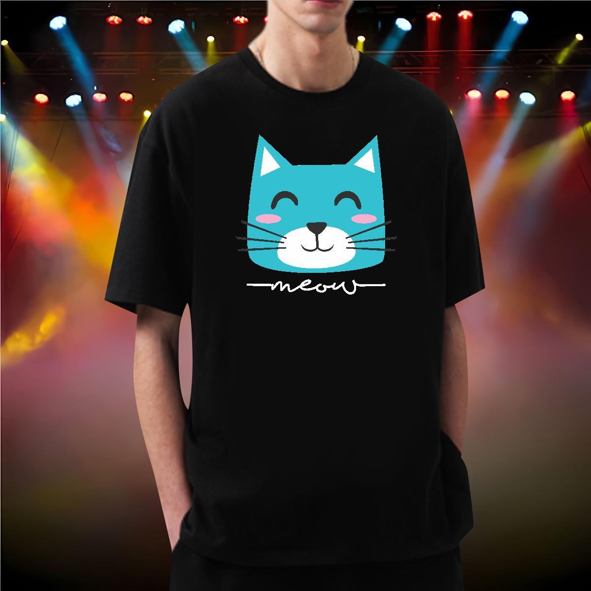 T-Shirts for Men 100% Cotton 230g cat Daily Wear Crew Neck Anime Tshirt for Man Woman Custom Popular Tops Tees