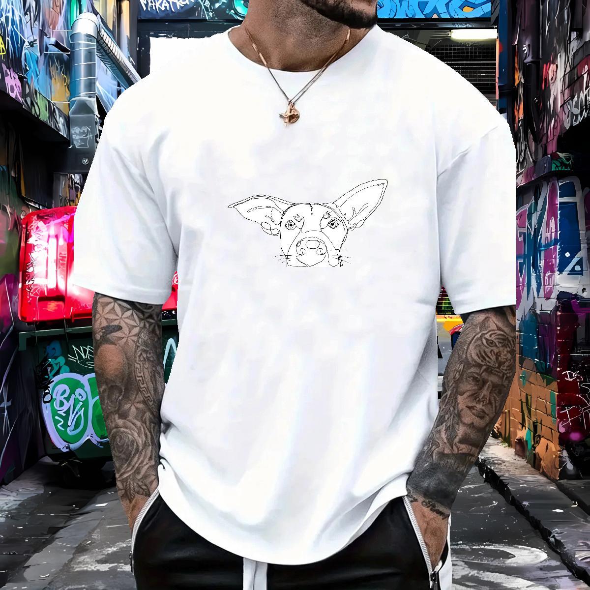 Designer Fashion T Shirt For Man 230g 100% Cotton dog Outdoor Tops Breathable Short Sleeve Soft Men Tops Tees Black Oversized