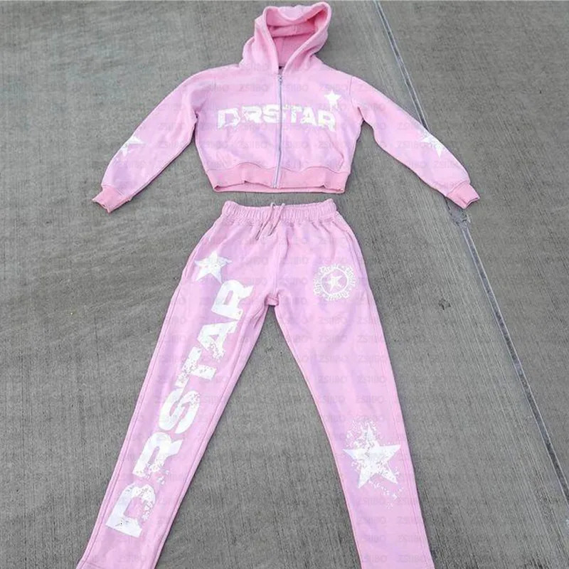 Harajuku Oversized Letter Print zip Hoodie Streetwear Vintage Tops Sweatshirt Goth Jacket Hoodies Women Y2k Clothes Sports Suit 240806