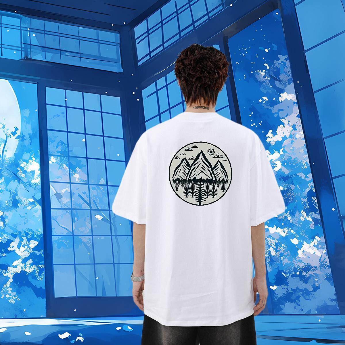 Classic Casual Man T Shirts 230g Pure Cotton tree Hip Hop Tees Shirts O-Neck Short Sleeve TOP Quality Couples T Shirts DIY Anime