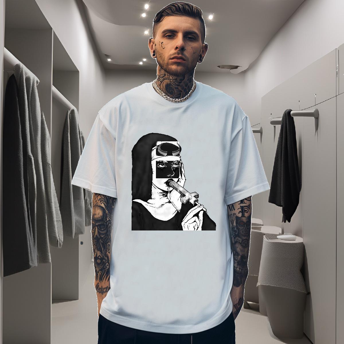 T-Shirts 230g Cotton nun Summer Casual Breathable Short Sleeve DIY Printed Men Tops Tees DIY Customized Soft Clothes