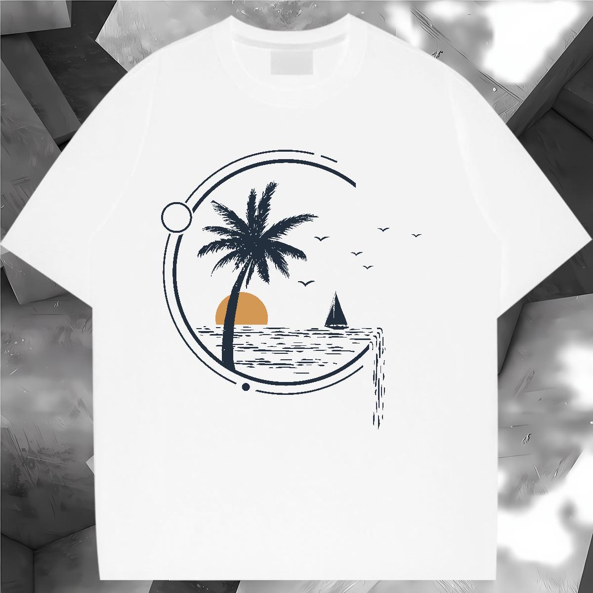 Unisex Women T Shirts Crew Neck Breathable Woman Tshirt Anime Oversized sun Casual 230g Cotton Brand Top Shirts