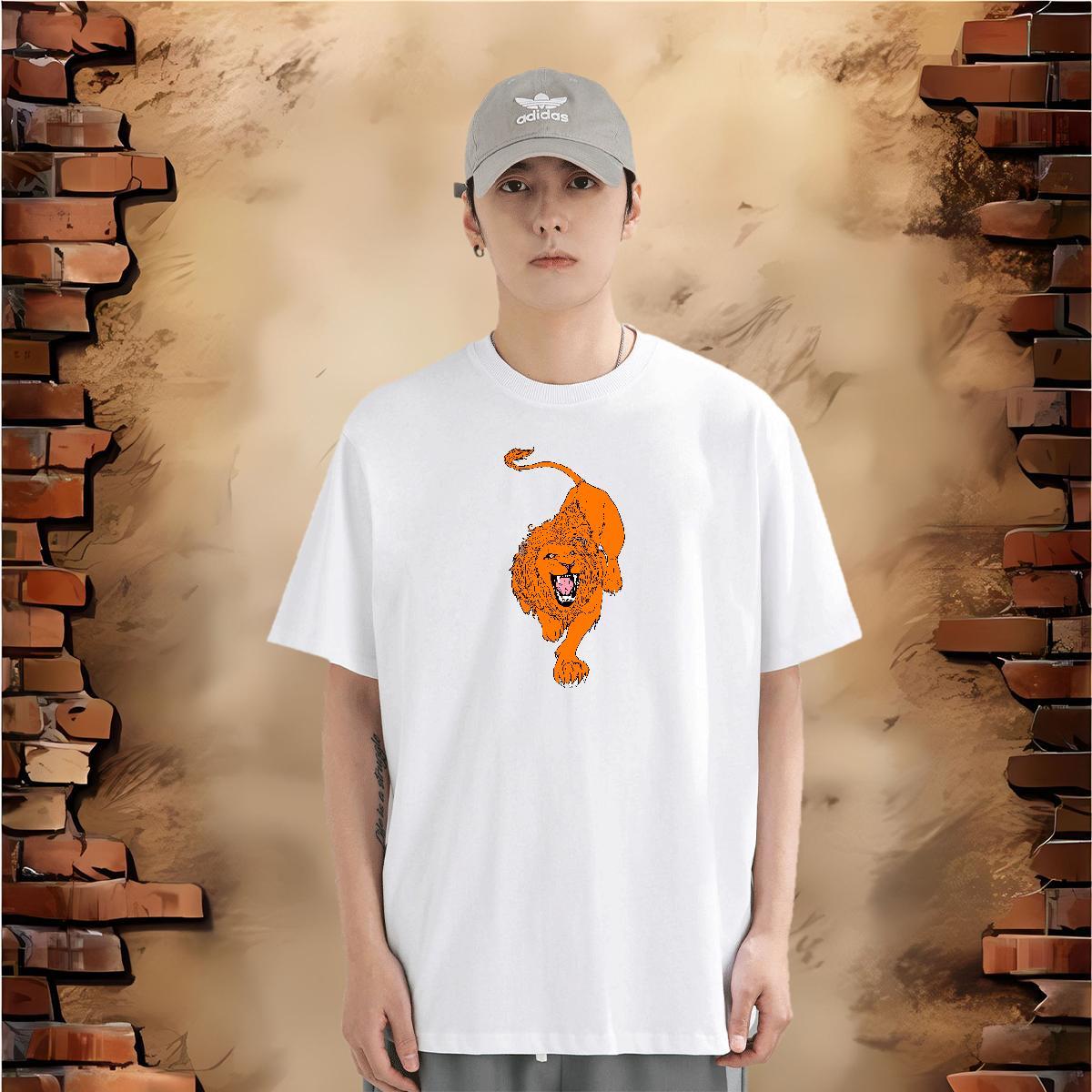 T Shirts Men 230g 100% Cotton tiger Sport Breathable Crew Neck Skull Men Tees DIY Customized Popular Clothings