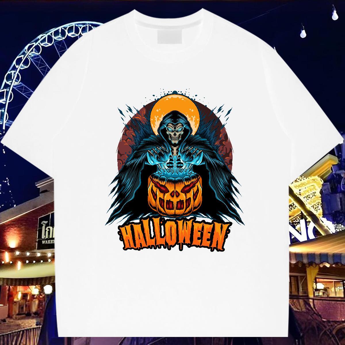 Designer Men T Shirts 230g Cotton Halloween Street Casual Tops Shirt Breathable Crew Neck Free Shipping Men Tshirts Customized Print