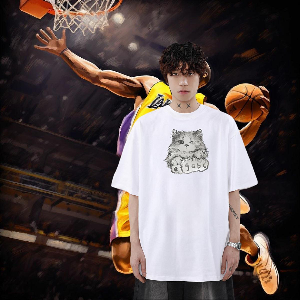 New Arrival Mens T Shirts 230g Cotton cute High Street Hip Hop Clothes Pure Cotton Cool Men Tees DIY Logo Oversized