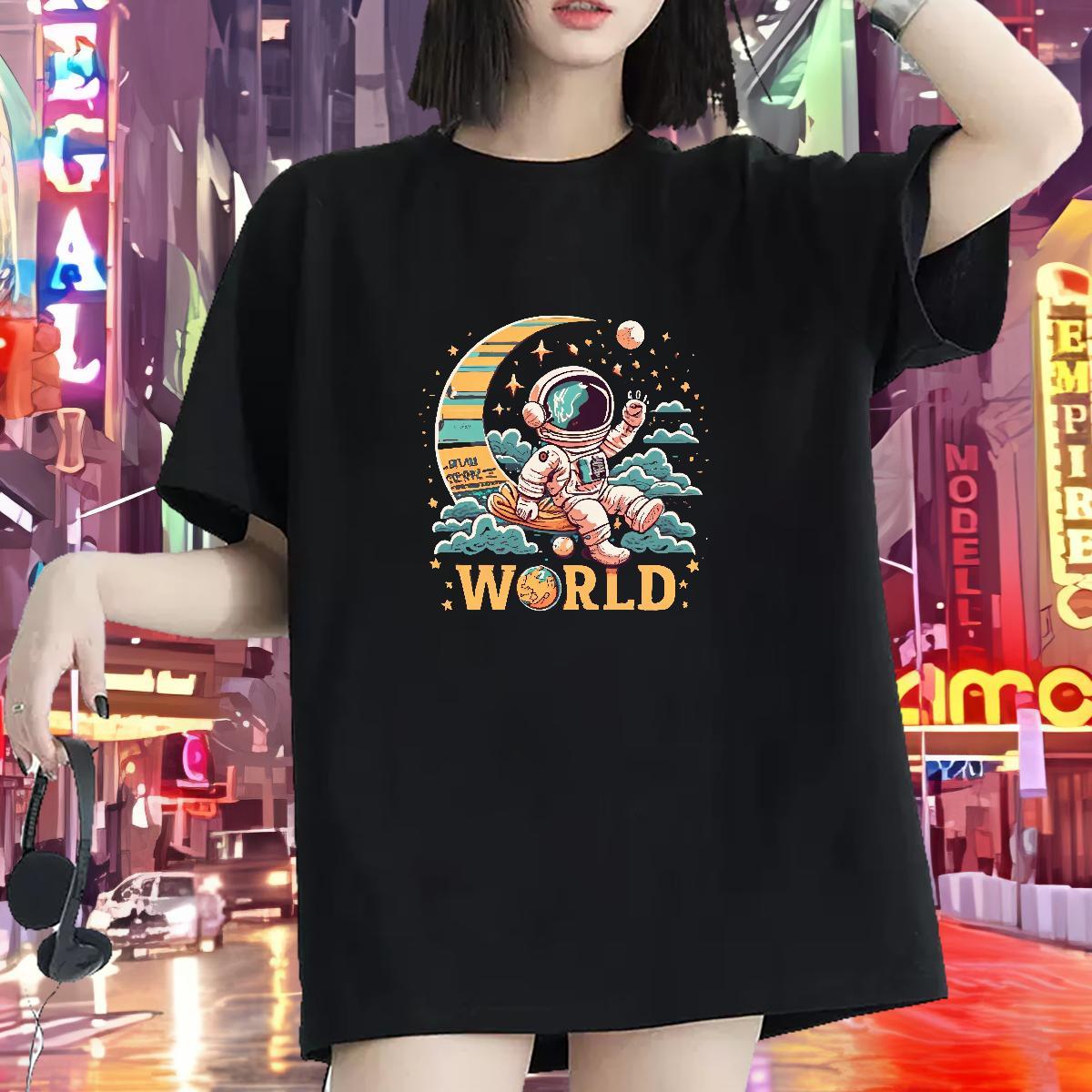 Nice Womens T Shirts Crew Neck Couples T Shirts Custom Print Oversized spaceman Spring Summer 230g 100% Cotton 2024 Designer Wear