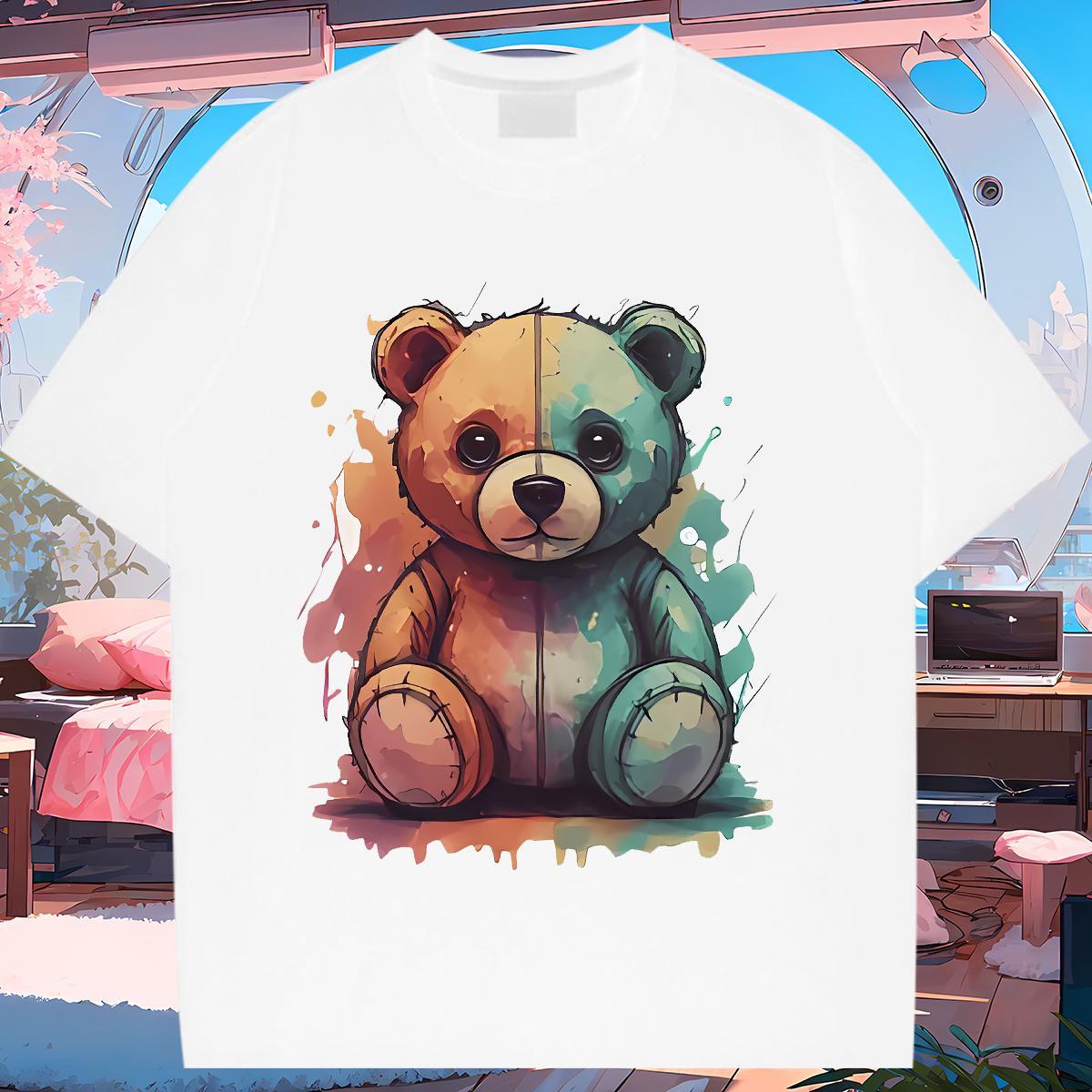 Unisex T shirt Crew Neck Breathable Woman Tshirt Graphic bear Daily Outfit 230g Cotton DIY Tees