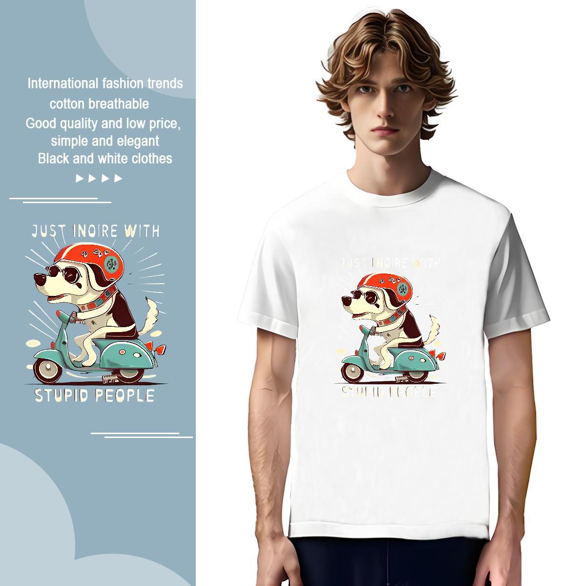 T-Shirts for Men 230g Cotton dog Hip Hop Street Round Neck Short Sleeve Custom Print Oversized Couples T Shirts New Designer Wholesale Polos