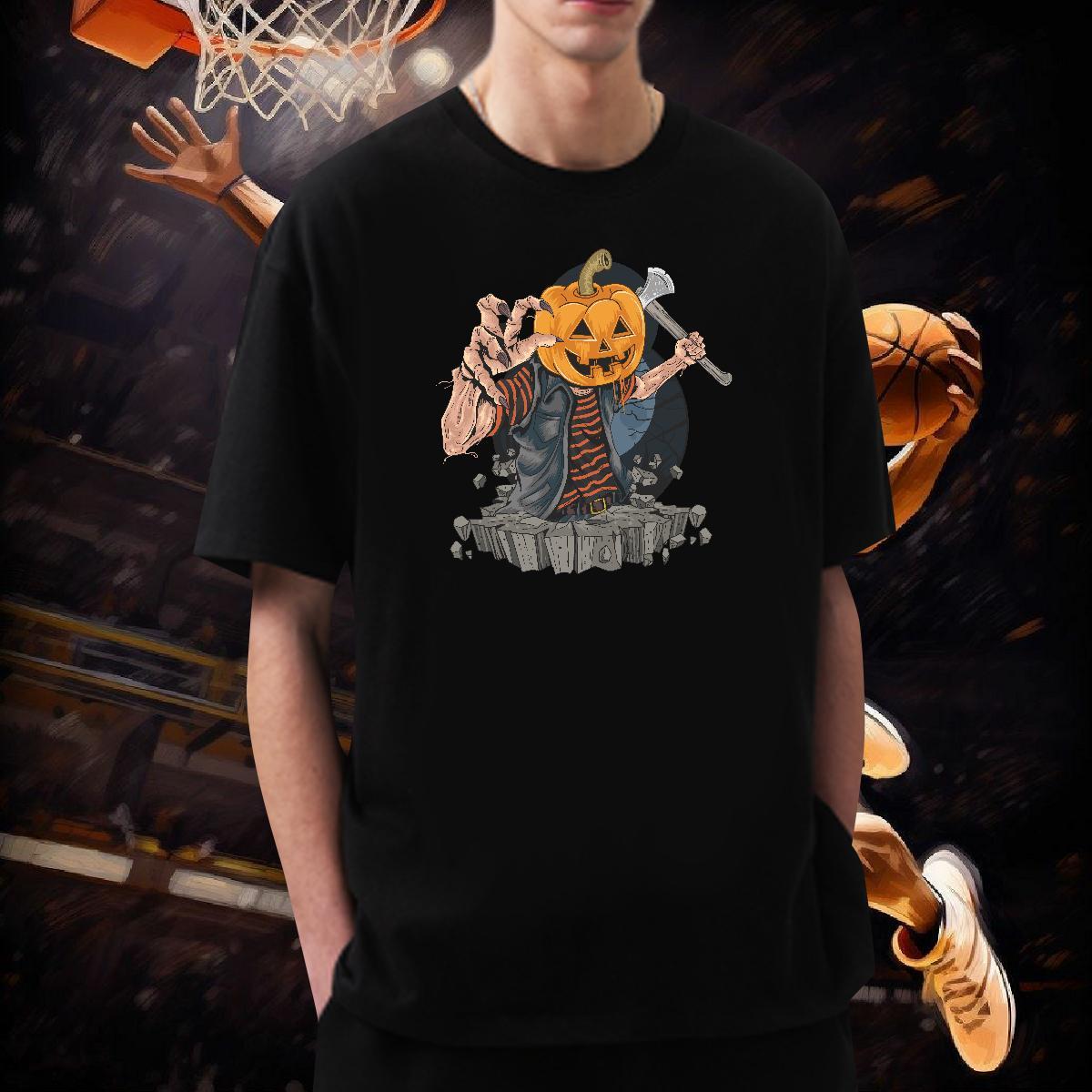 T Shirt For Man 230g 100% Cotton pumpkin Street Wear Breathable Crew Neck Plus Size Cartoon Men Tees Factory Direct High Quality Tees Shirts