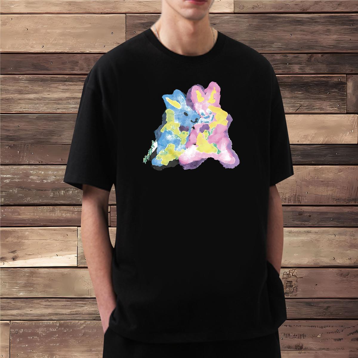 T-Shirts 230g Pure Cotton rabbit Summer Casual Short Sleeve O-Neck DIY Men Clothes T-Shirt Fashion Designer Tops Shirt