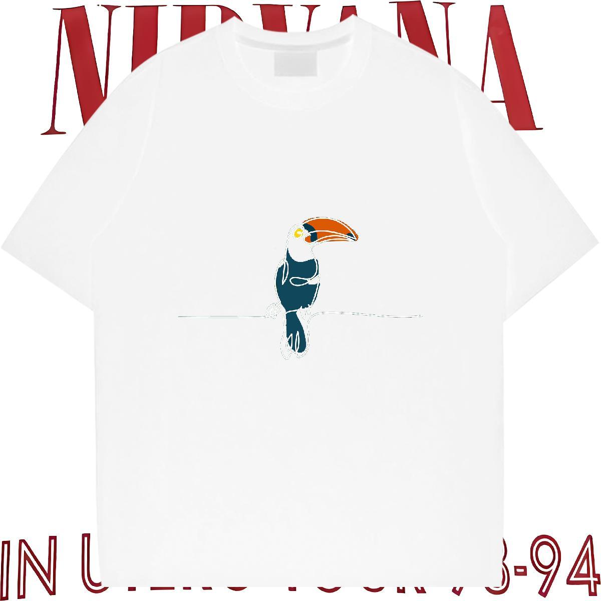 Fashion Designer T-Shirts 230g 100% Cotton bird Home Outdoor Tops Tees Breathable Soft Brand Men Tops Tees Skull