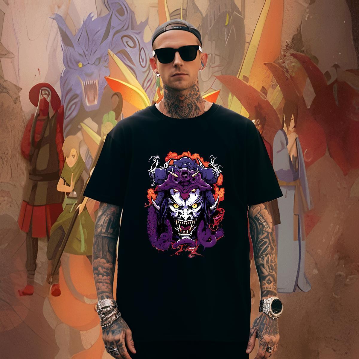 Wholesale Men Clothes T-Shirt 230g Pure Cotton Beach Terror, Purple Dragon,Flame Custom Anime Breathable 2024 Designer Men T Shirts Polos