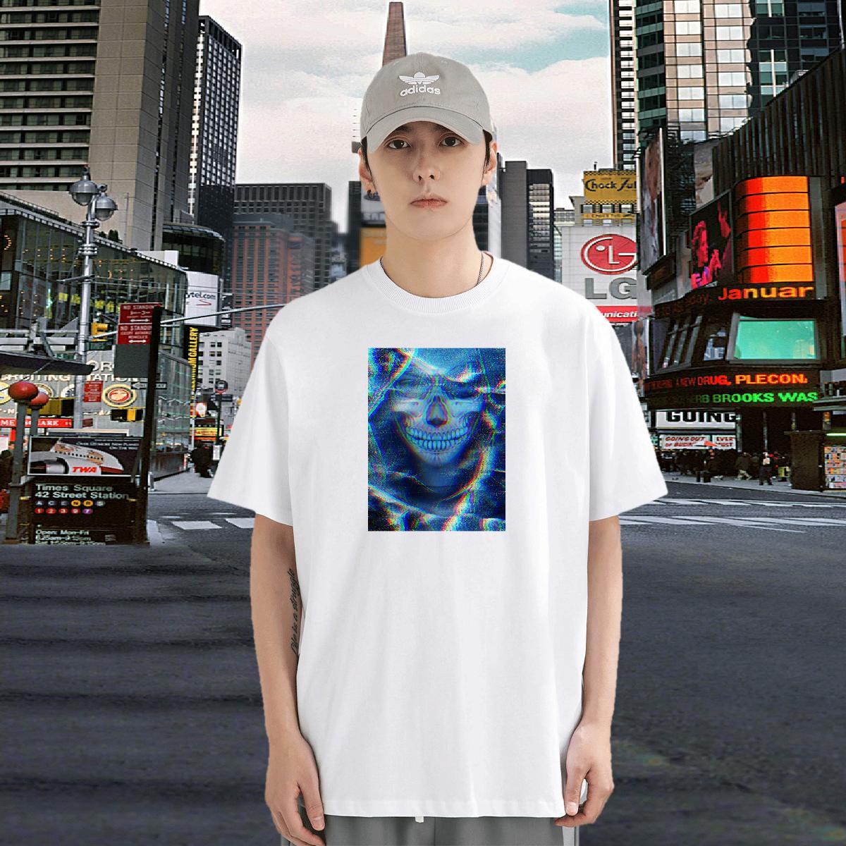 Fashion Designer Men T Shirts skull Wear 100% Cotton 230g High Street Hip Hop Popular DIY Printed Breathable Soft Men Tees