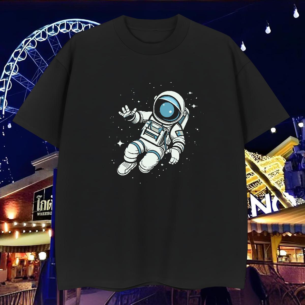 Men T Shirts 230g 100% Cotton cosmonaut Home Outdoor Breathable Skull Men Clothes T-Shirt Factory Direct Wholesale Tshirts