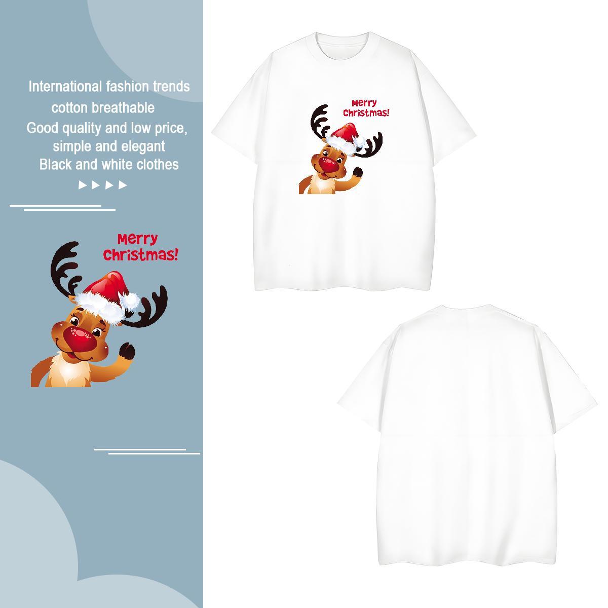 T Shirt For Man 230g Pure Cotton Christmas Casual Breathable Graphic Men Tees Wholesale Popular Wear