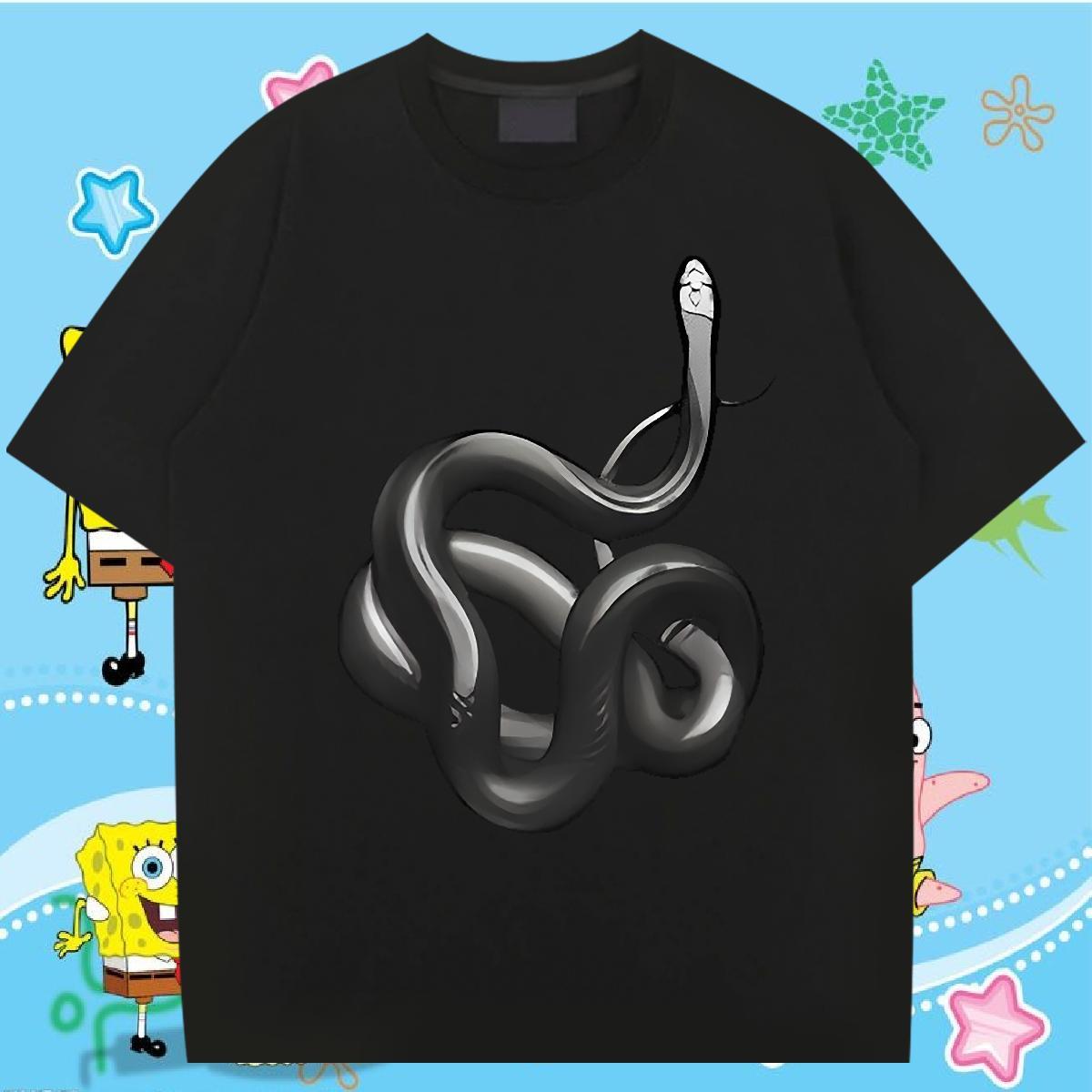 Factory Direct T-Shirts for Men 230g Pure Cotton snake Street Casual Clothes Breathable Soft Loose Fit Tshirt for Man Woman Plus Size Cartoon