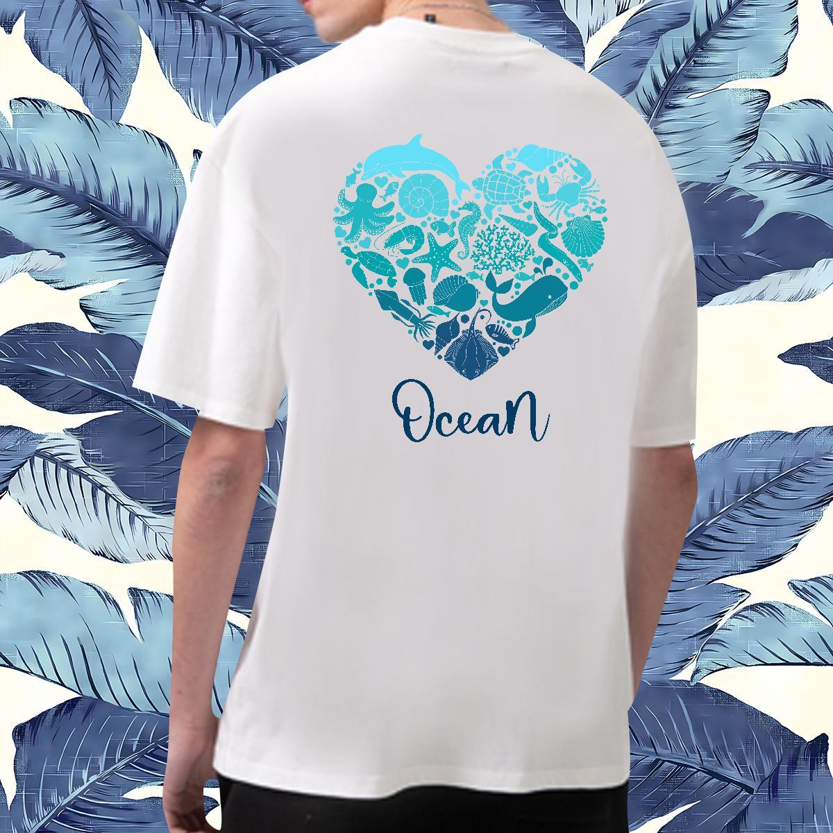 Brand Men Clothes T-Shirt 100% Cotton 230g fish T-Shirts Anime Printing Street Breathable Short Sleeve Custom Cartoon Fashion New Clothings