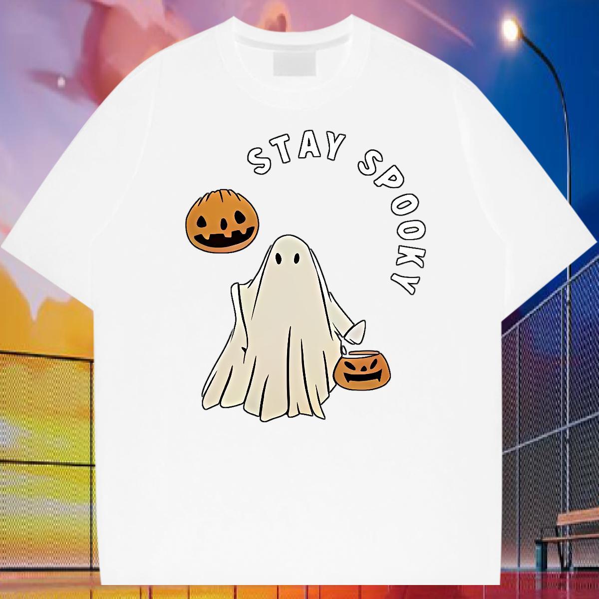 Wholesale T Shirt For Man 230g Cotton halloween Hip Hop Clothes Crew Neck Cool Design Men Tshirts White Plus Size