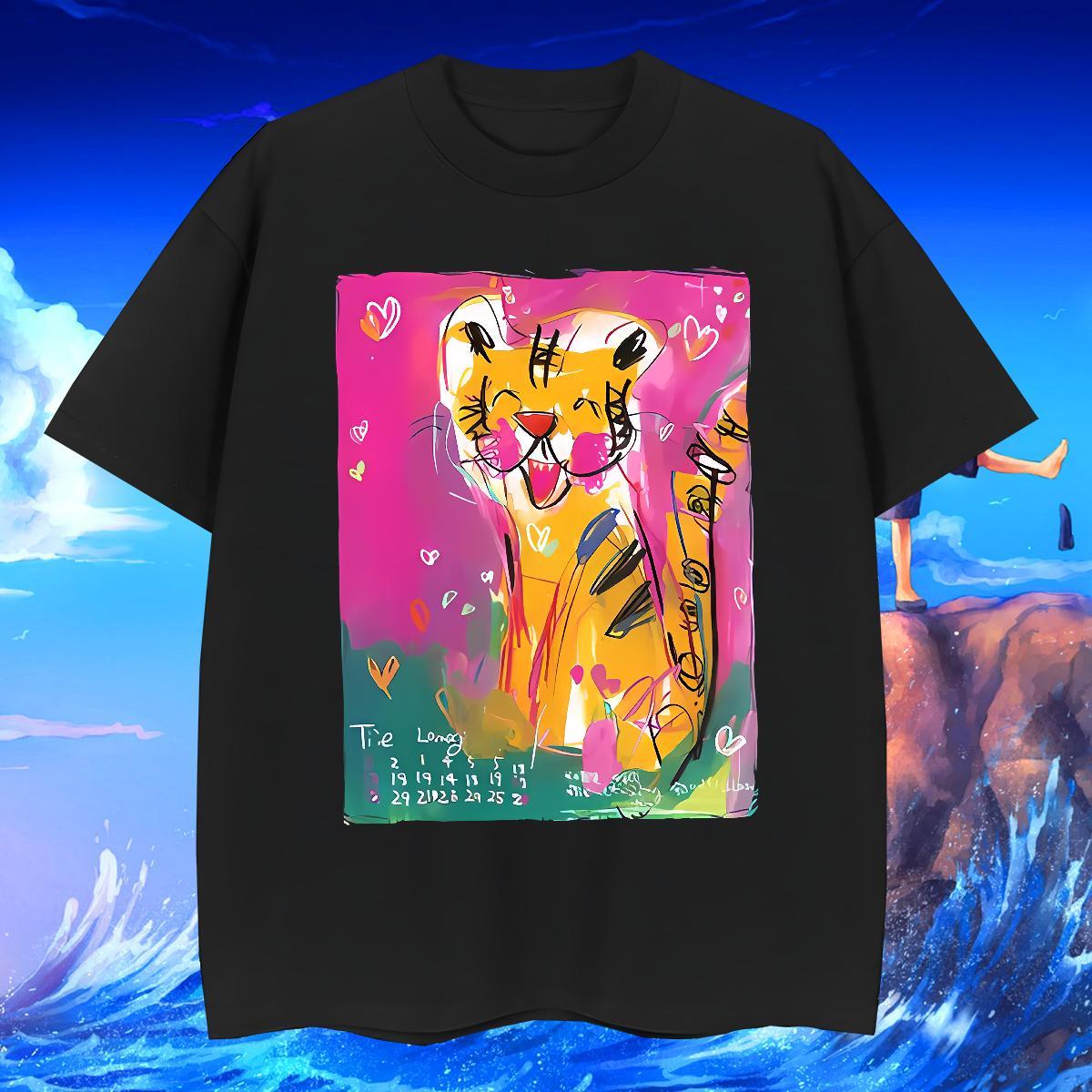 T shirt 230g Cotton tiger Street Wear Breathable Soft Custom Print Plus Size Tshirt for Man Woman Fashion New Free Shipping Tops Tees