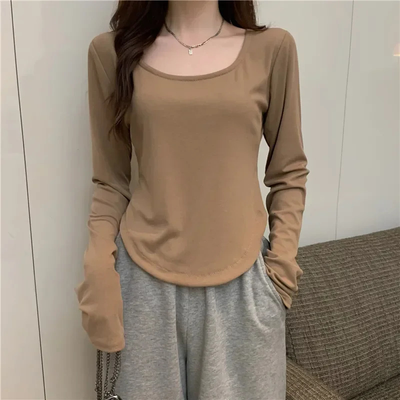 WomenS Long Sleeve T Shirt Autumn Winter Y2k Crop Top Casual Slim Fit Pullovers Korean O-Neck Top Streetwear Female Basic Tee 240806